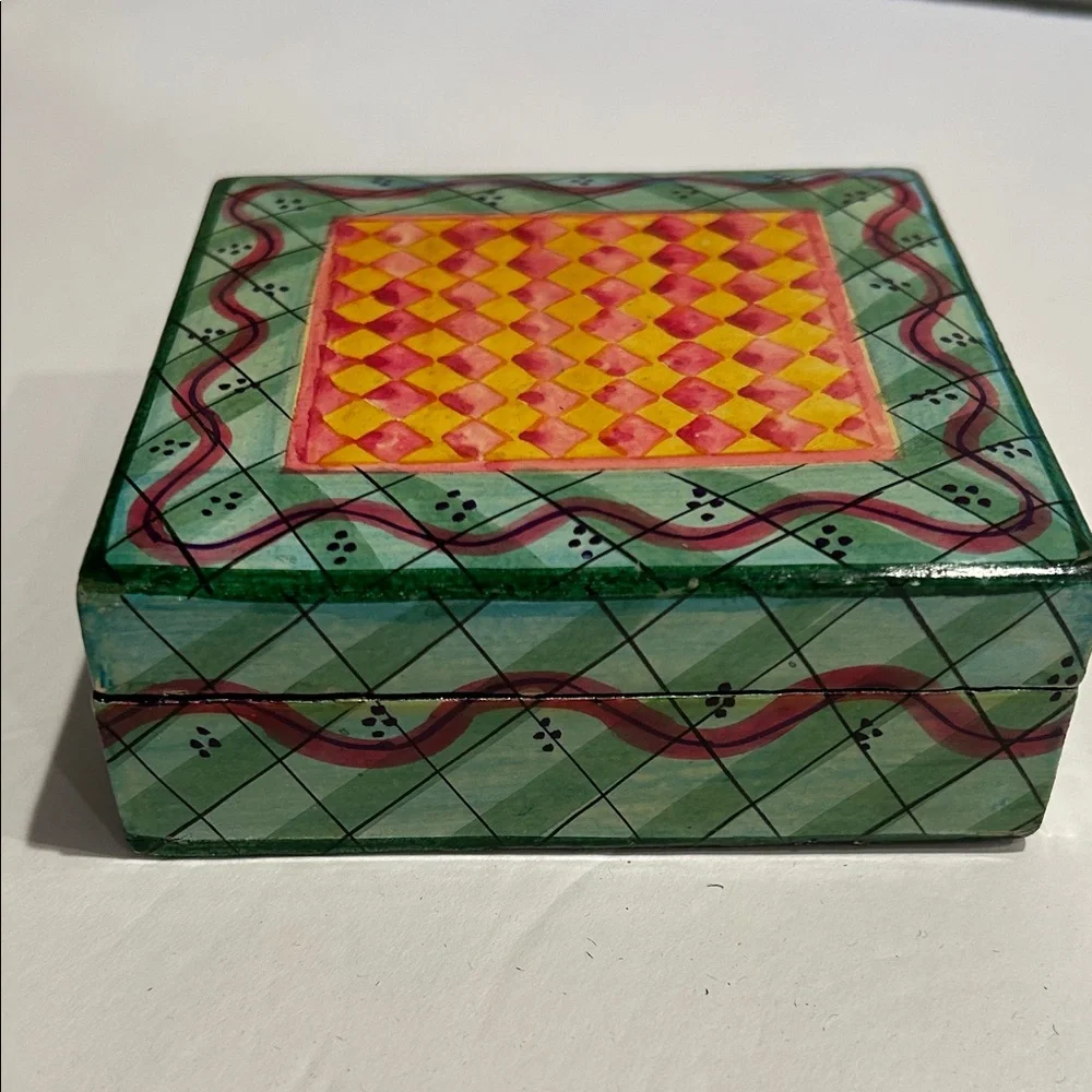 Painted Wood Coaster Set of 6 with Matching Box